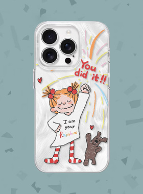 【元气少女】涂鸦彩虹女孩适用iPhone15/16pro手机壳红米K70羽纱vivos19华为mete60pro小米15一加ACE3苹果14
