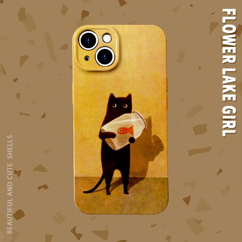安卓iPhone菲林黑猫金鱼手机壳