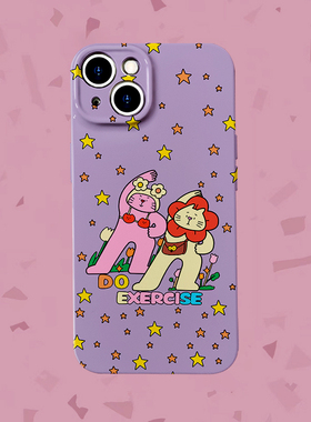 健身操~创意做运动小猫菲林适用iPhone15/14promax手机壳华为nova11软IQOOneo8红米k70pro硬OPPOreno9vivoS18
