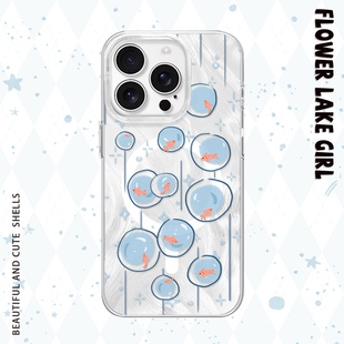 16pro手机壳红米K80磁吸vivoS20华为mete60羽纱一加ACE3小米15一加11 治愈蓝系金鱼适用iPhone17 氧气泡