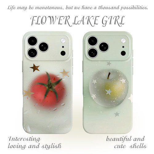【盛夏清凉】朦胧番茄苹果适用iPhone16/17promax手机壳华为Pura80小米17红米K90情侣vivoS30软iqoo10苹果15