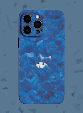 【忧桑喵】蔚蓝草丛猫咪适用iPhone16/17promax手机壳华为pura70小米15/13畅享70vivoS20软iqooneo10苹果15