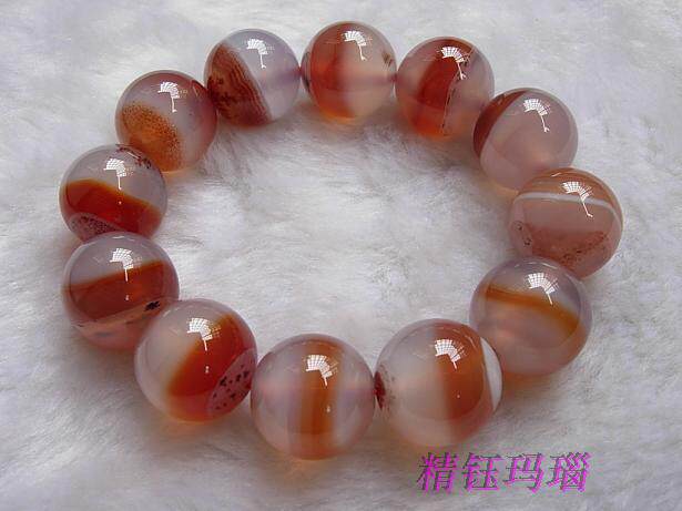 仅此一件 正品巴西玛瑙手链18mm 纯天然紫底红纹 男士手串礼物