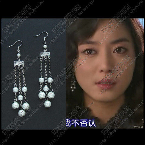 李素妍天使的诱惑长款流苏耳环 韩剧韩国明星同款流行 无耳洞耳夹
