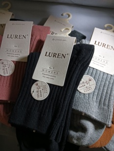 包邮 鹿人纯棉女袜双针女士袜子秋冬款 百棉中筒袜无骨5013满4双