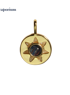 手工纯银镶嵌天然陨石切片的吊坠