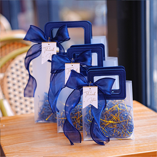 幼儿园圣诞节高档透明手提袋包装礼品袋伴手礼小朋友礼物盒礼袋