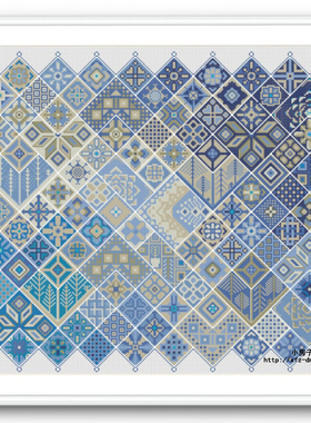 法国DMC线 十字绣 阿拉伯方块拼布-蓝色生命 渐变色印花简单手工