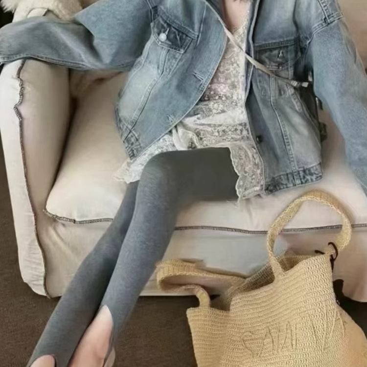 打底裤女2025春季新款欧洲站女装设计感纯色修身休闲裤高腰长裤