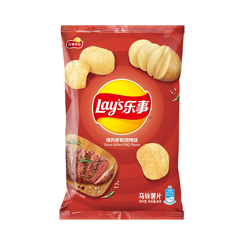 lays/乐事薯片德克萨斯烧烤味40克x1袋零食小吃休闲食品游玩