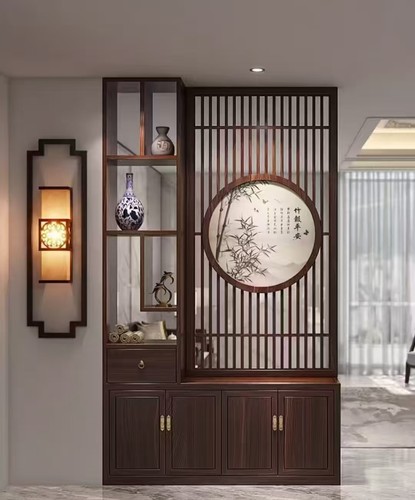 新中式实木屏风隔断客厅玄关遮挡折叠移动复古做旧折屏