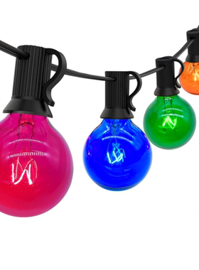 户外防水彩色LED灯串圣诞节日装饰灯五彩彩灯庭院复古灯G40串串灯