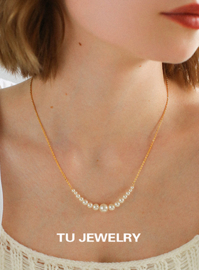 简约气质渐变微笑造型珍珠项链