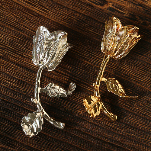 复古vintage金枝玫瑰花高档胸针