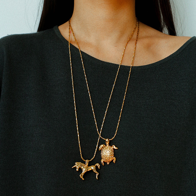TU家 欧美小众金色独角兽吊坠项链复古个性vintage叠搭长款毛衣链,饰品/流行首饰/时尚饰品新,项链,淘宝优惠券,粉丝福利购,淘宝优惠卷