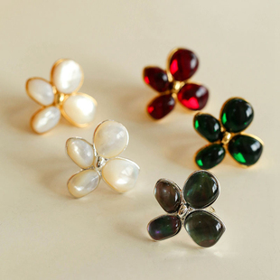 TU JEWELRY优雅气质天然贝母琉璃丁香花戒指女小众复古高级感指环