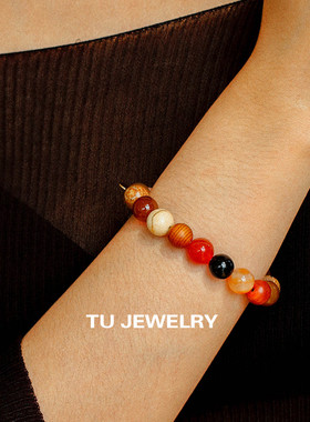 美拉德色系天然石串珠手链手串