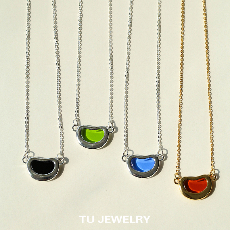 小众欧美ins简约彩色琉璃项链
