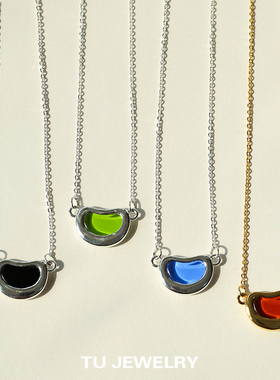 小众欧美ins简约彩色琉璃项链