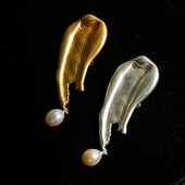 TU家 别针 艺术感油画笔触天然珍珠胸针小众设计简约高档大衣西装