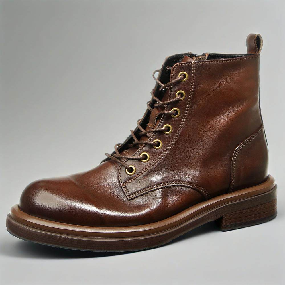 秋冬马丁靴男款英伦风高帮复古休闲百搭皮靴高级感靴子圆头工装靴