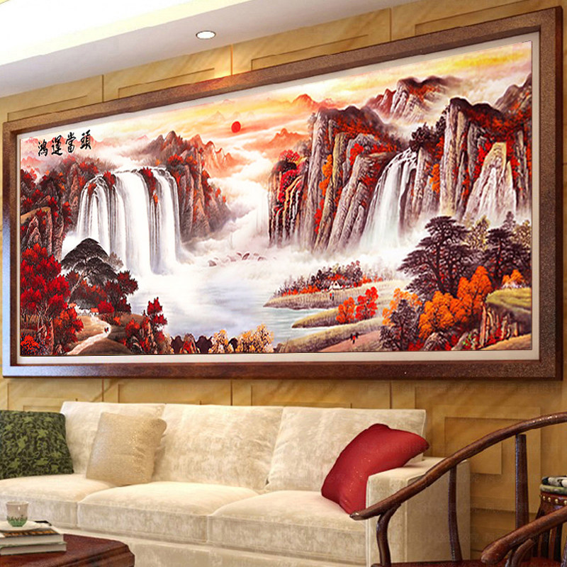 宣绒布钻石画满钻2025新款客厅5d钻石绣鸿运当头贴钻画流水生财,居家布艺,钻石绣,淘宝优惠券,粉丝福利购,淘宝优惠卷