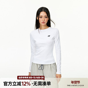 丛林老虎美式休闲修身内搭长袖T恤女春秋纯色百搭圆领打底衫上衣