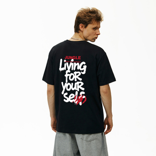 丛林老虎夏季新款手绘涂鸦印花短袖男美式街头潮流宽松情侣t恤女