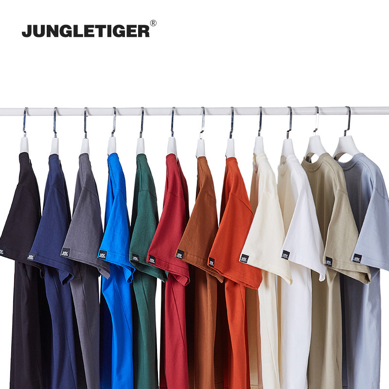 丛林老虎基础款260g重磅纯色短袖男女同款休闲百搭情侣打底衫t恤