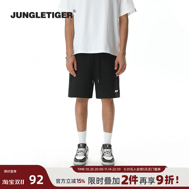 丛林老虎美式休闲宽松直筒短裤男