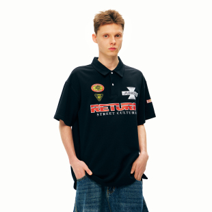 polo衫 徽章重磅短袖 丛林老虎美式 高街潮牌宽松t恤 会员6折内购