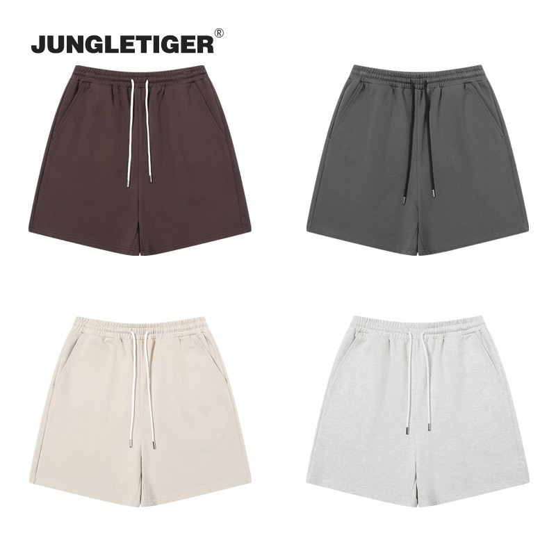 丛林老虎美式潮牌休闲针织五分裤男女380g重磅纯棉直筒短裤运动裤