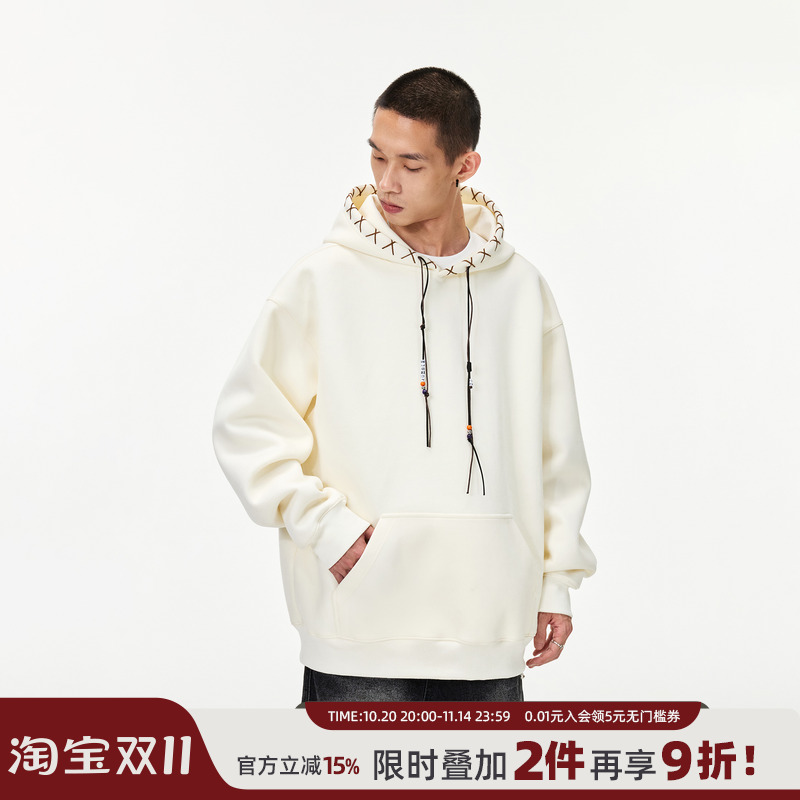 丛林老虎春秋潮牌编织连帽卫衣男