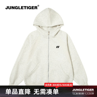 丛林老虎潮牌重磅拉链加绒卫衣男美式 外套冬 休闲上衣情侣连帽开衫
