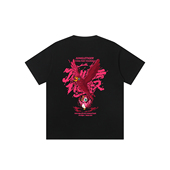 丛林老虎街头嘻哈卡通涂鸦T恤男原创设计感小众重磅黑色纯棉短袖