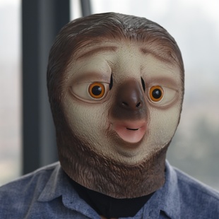 疯狂动物城树懒面具卡通乳胶动物头套COS搞笑面具派对舞会面罩新