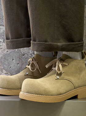 马丁靴男2025新款真皮英伦风大黄靴情侣复古短靴中帮大头工装靴女