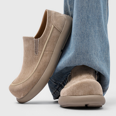 小土豆勃肯鞋男全包厚底增高一脚蹬豆豆鞋灰色复古软底懒人乐福鞋