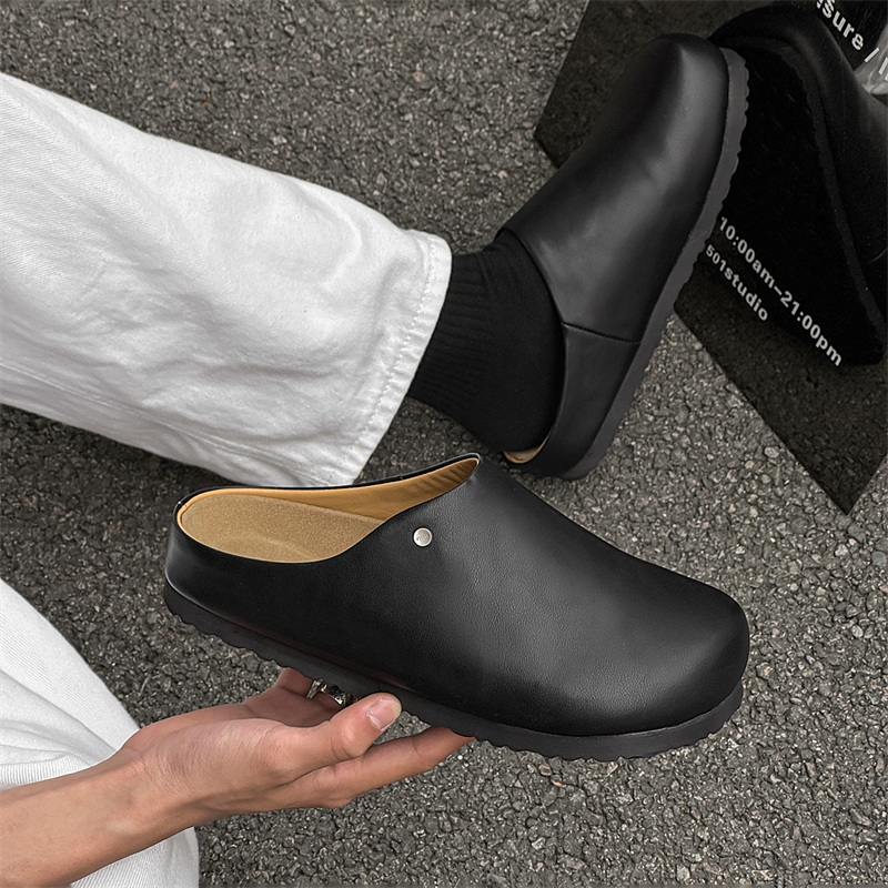 真皮勃肯鞋男款包头半拖鞋女