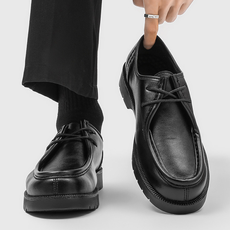 法式袋鼠鞋男真皮复古德比鞋厚底增高工装鞋圆头通勤商务休闲皮鞋,流行男鞋,休闲皮鞋,淘宝优惠券,粉丝福利购,淘宝优惠卷