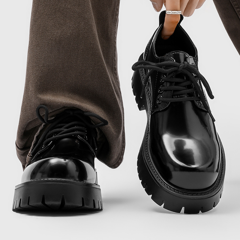 漆皮德比鞋男黑色通勤休闲皮鞋