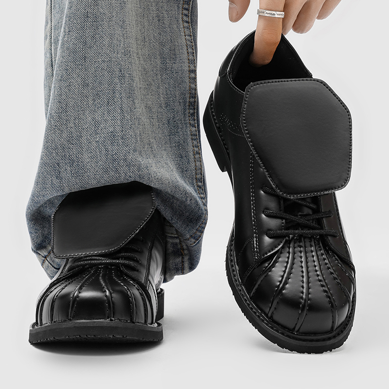 贝壳头德训鞋男真皮通勤休闲皮鞋