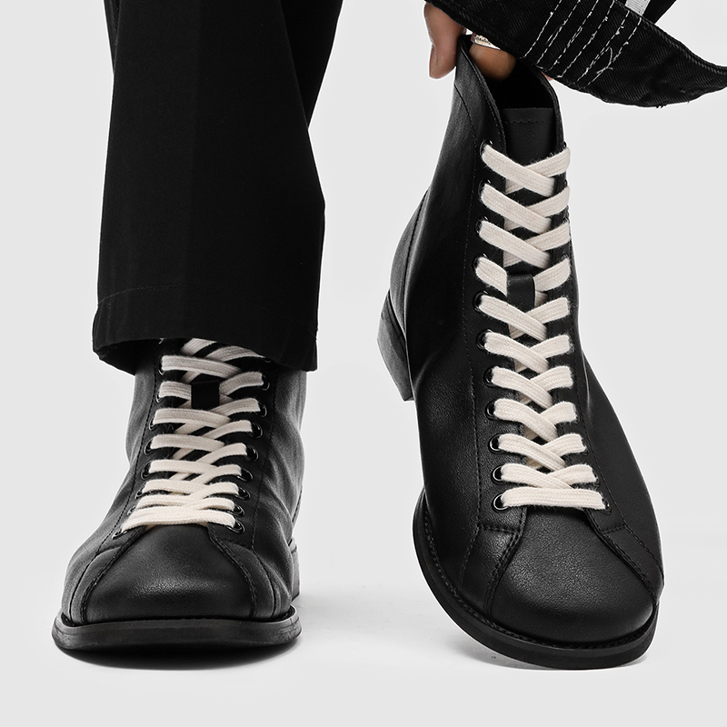 马丁靴男中帮工装靴复古拳击靴