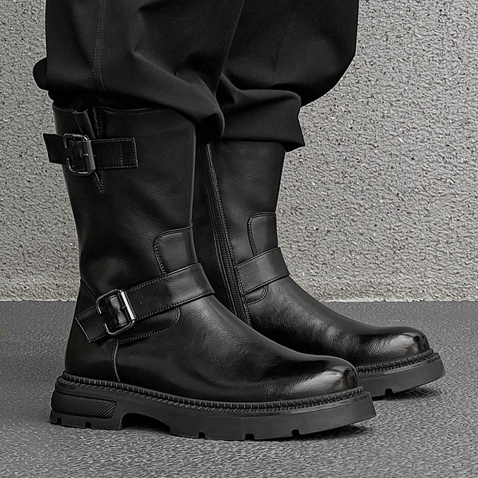 长筒切尔西靴男款真皮高帮高筒靴
