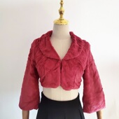 外披女士外套气质高贵百搭75018 仿皮草短款 正品 七分袖