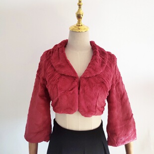 外披女士外套气质高贵百搭75018 仿皮草短款 正品 七分袖