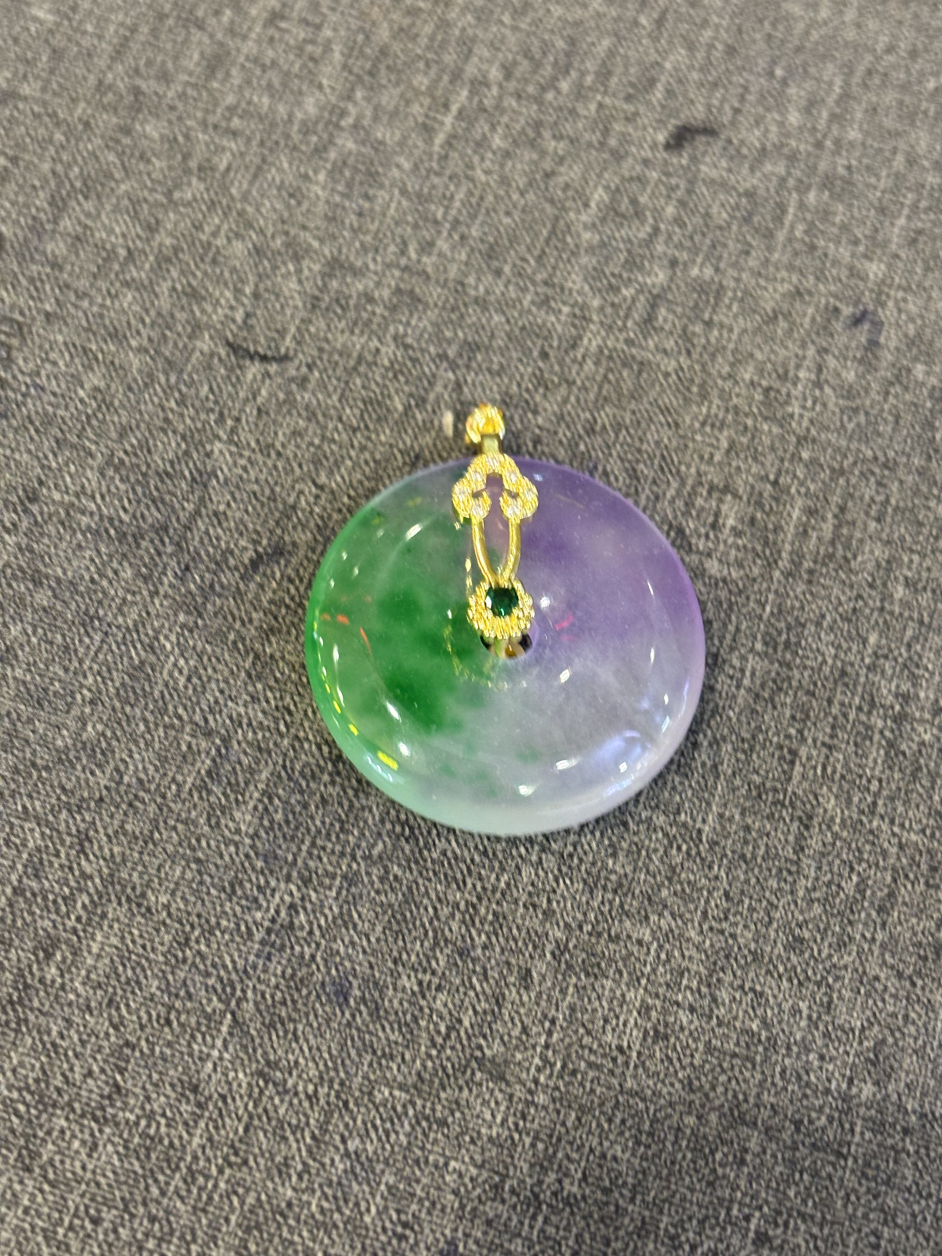 缅甸天然翡翠春彩吊坠老坑冰糯种18k金镶嵌紫绿平安扣玉石玉挂坠,珠宝/钻石/翡翠,颈饰,淘宝优惠券,粉丝福利购,淘宝优惠卷