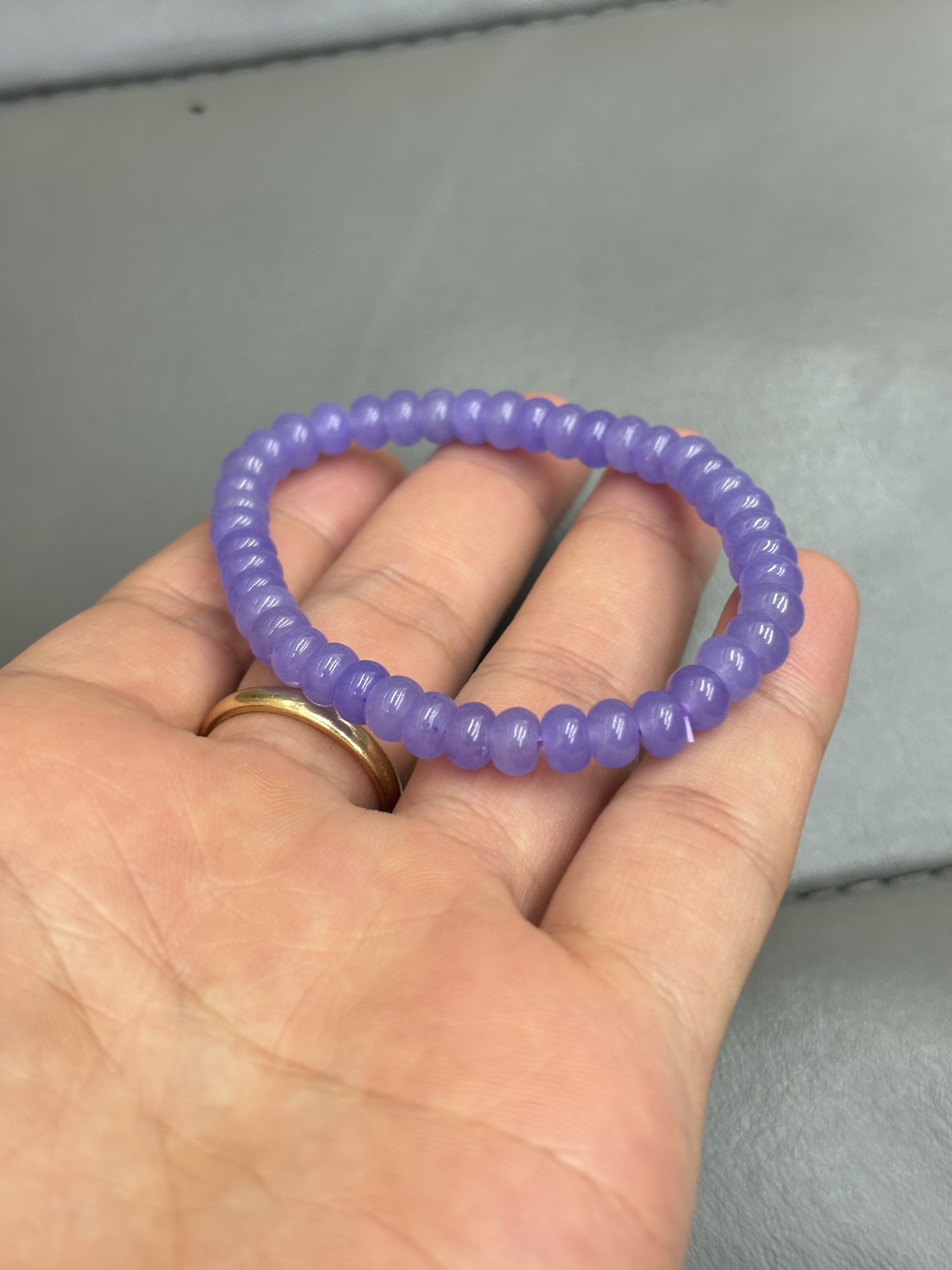 卡8mm 天然A货翡翠紫罗兰缅甸料糯冰种水算盘珠珠旺财手串保正品