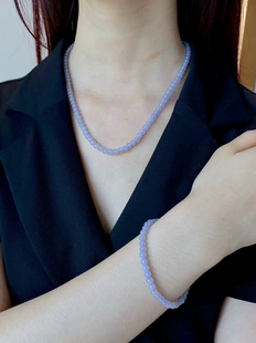 缅甸a货翡翠冰种正阳紫手链项链两用款 4.5帝王紫小米珠紫罗兰翡翠