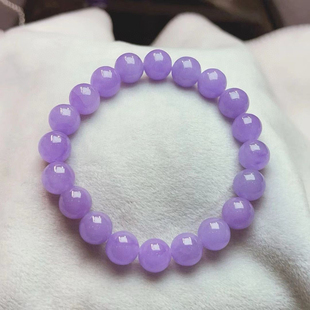 天然冰种紫色翡翠糯种紫罗兰手链女手串玉石缅甸老坑气质女神百搭